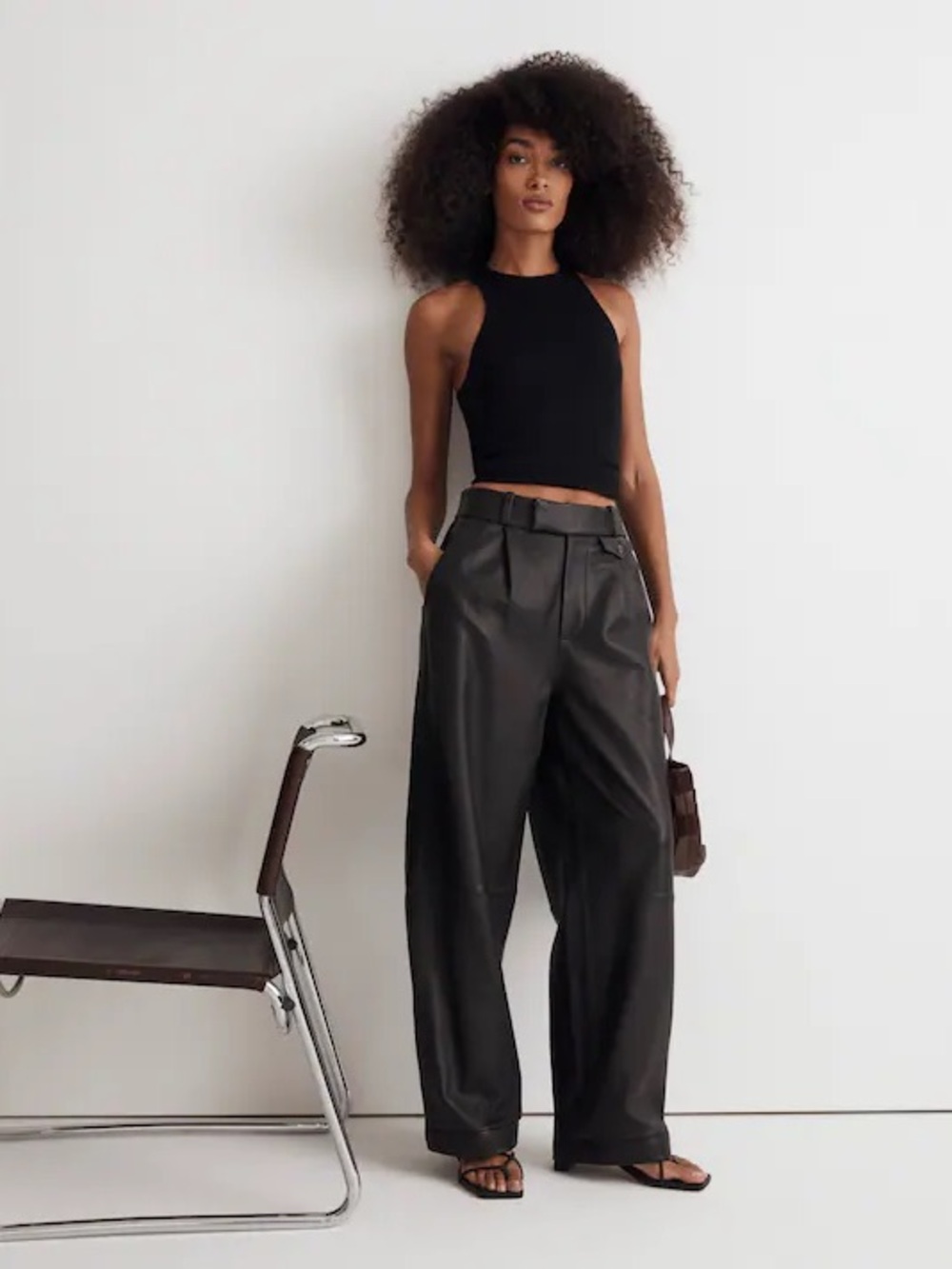 NWT Madewell Rosedale High-Rise Lambskin Leather Pants Black Size 6